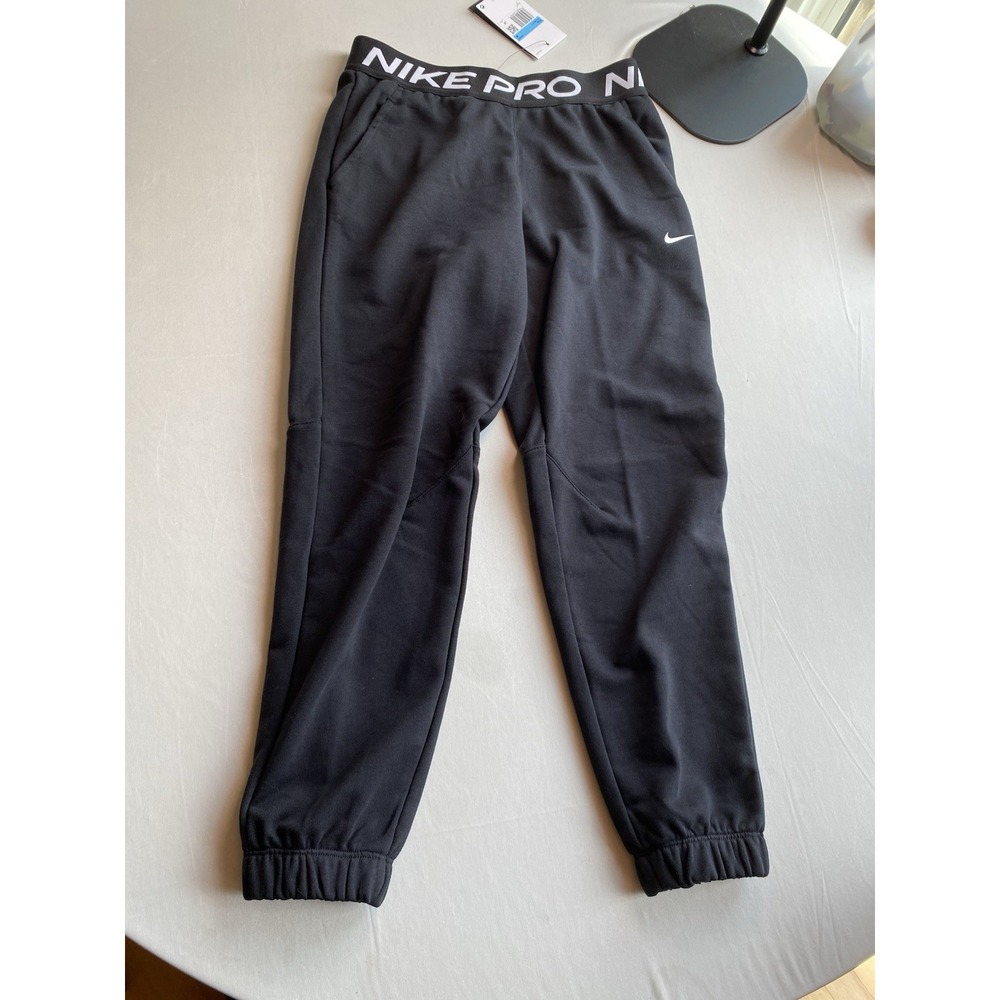 Nike Pro Big Kids Boys M Dri-FIT Fleece Joggers Black Sweatpants HV0289-011 NWT